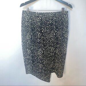 Black and White leopard print front slit pencil‎ skirt size 10